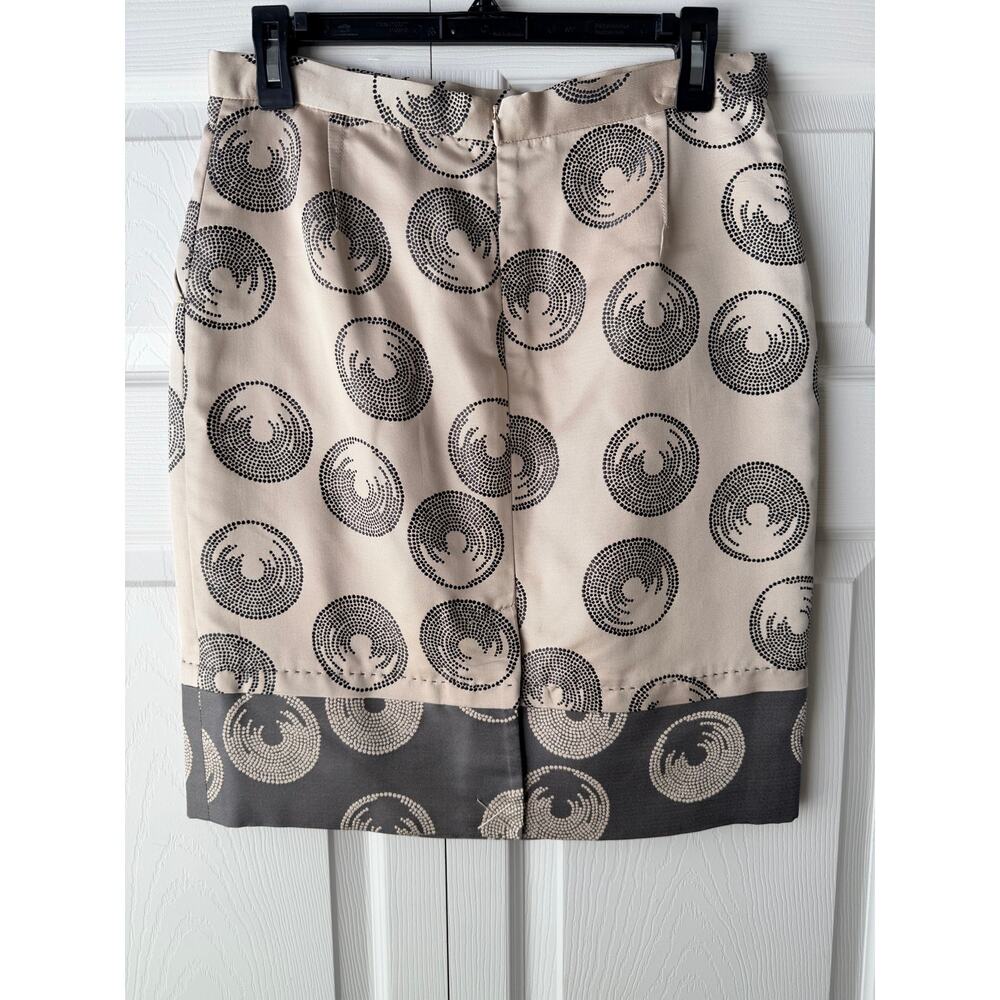 BCBG Max Jaden Women’s Silk Pencil Skirt Size 4 Ivory/Gray Back Zip - Picture 5 of 13
